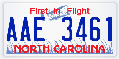 NC license plate AAE3461