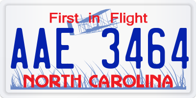 NC license plate AAE3464