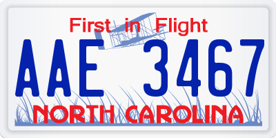 NC license plate AAE3467