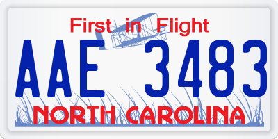 NC license plate AAE3483