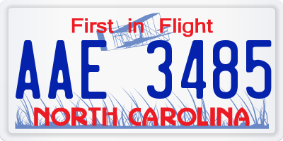 NC license plate AAE3485