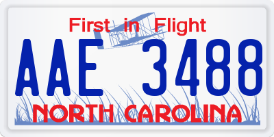 NC license plate AAE3488