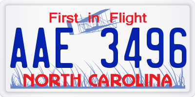 NC license plate AAE3496