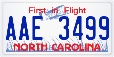 NC license plate AAE3499