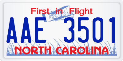NC license plate AAE3501