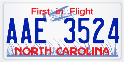 NC license plate AAE3524