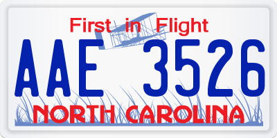 NC license plate AAE3526