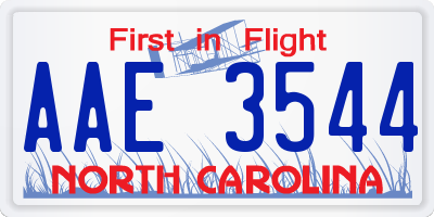 NC license plate AAE3544