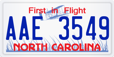 NC license plate AAE3549