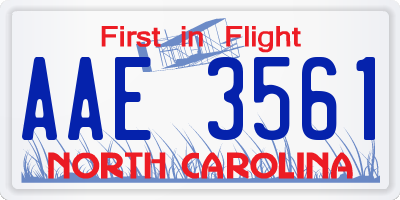 NC license plate AAE3561