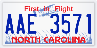 NC license plate AAE3571