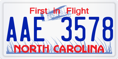 NC license plate AAE3578