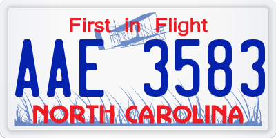 NC license plate AAE3583