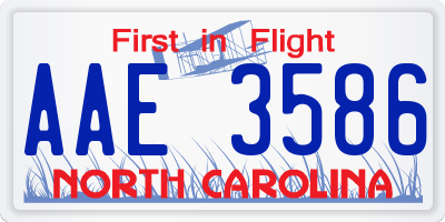 NC license plate AAE3586