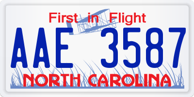 NC license plate AAE3587