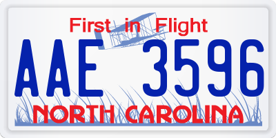 NC license plate AAE3596