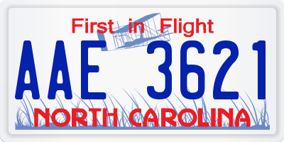 NC license plate AAE3621