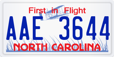 NC license plate AAE3644