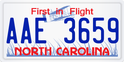 NC license plate AAE3659