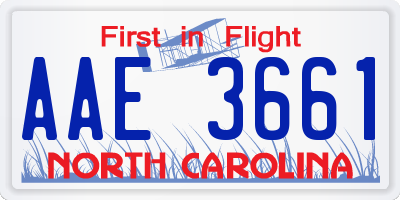 NC license plate AAE3661
