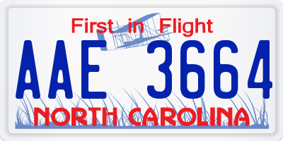NC license plate AAE3664