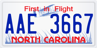 NC license plate AAE3667