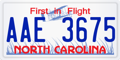 NC license plate AAE3675