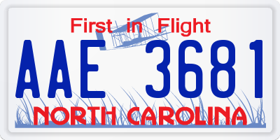 NC license plate AAE3681