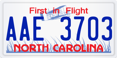 NC license plate AAE3703