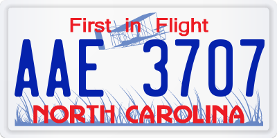 NC license plate AAE3707