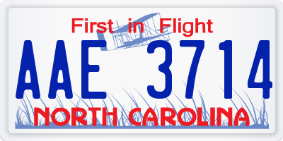 NC license plate AAE3714