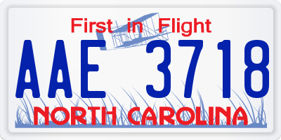 NC license plate AAE3718