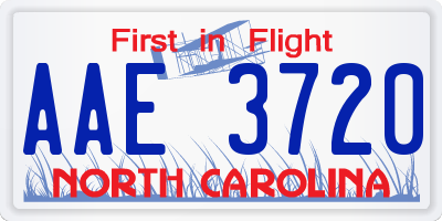 NC license plate AAE3720