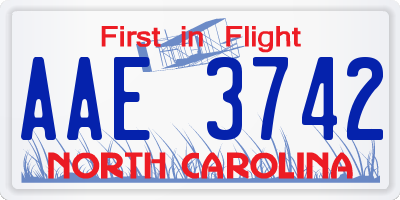 NC license plate AAE3742