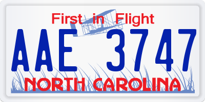 NC license plate AAE3747