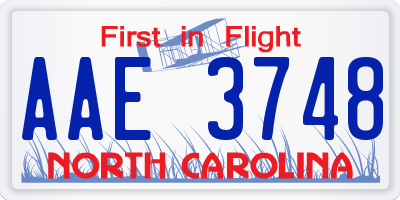 NC license plate AAE3748