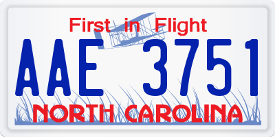 NC license plate AAE3751