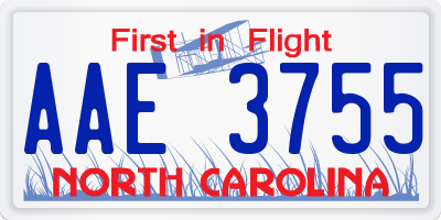 NC license plate AAE3755