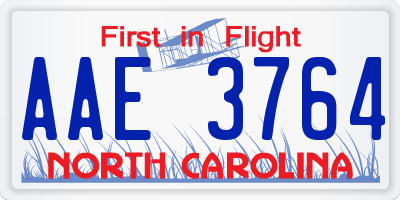 NC license plate AAE3764