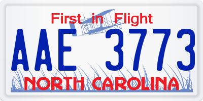 NC license plate AAE3773