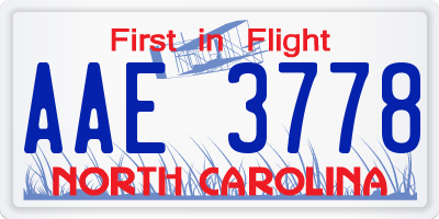 NC license plate AAE3778