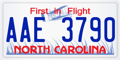 NC license plate AAE3790