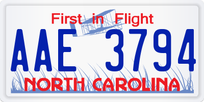 NC license plate AAE3794