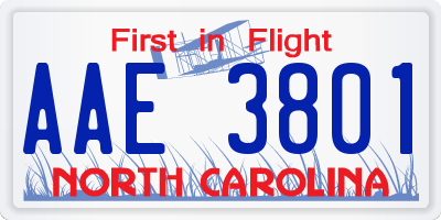 NC license plate AAE3801