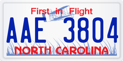 NC license plate AAE3804