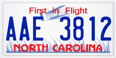 NC license plate AAE3812