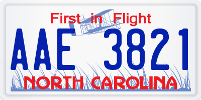 NC license plate AAE3821