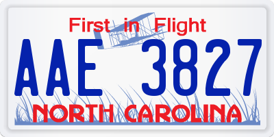 NC license plate AAE3827