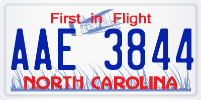 NC license plate AAE3844
