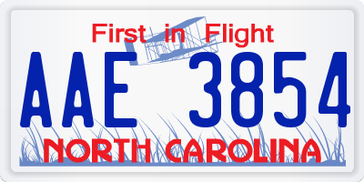 NC license plate AAE3854